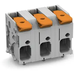PCB terminal, 3 pole, pitch 12.5 mm, AWG 24-8, 41 A, push-in cage clamp, gray, 2606-1353