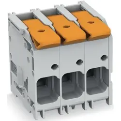 PCB terminal, 3 pole, pitch 10 mm, AWG 4, 76 A, push-in cage clamp, gray, 2616-1103/020-000