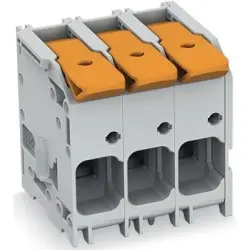 PCB terminal, 4 pole, pitch 10 mm, AWG 4, 76 A, push-in cage clamp, gray, 2616-1104/020-000