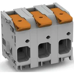 PCB terminal, 3 pole, pitch 15 mm, AWG 4, 76 A, push-in cage clamp, gray, 2616-1353