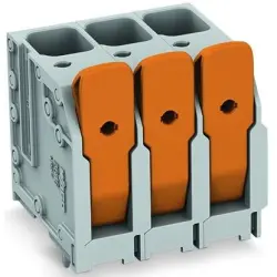 PCB terminal, 3 pole, pitch 10 mm, AWG 4, 76 A, push-in cage clamp, gray, 2616-3103/020-000
