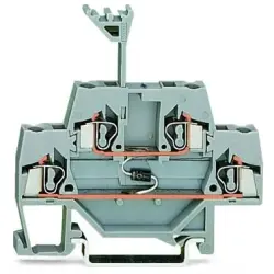 Double-decker component terminal block with diode 1N4007, spring-clamp connection, 0.08-2.5 mm², 2 pole, 500 mA, gray, 280-940/281-410