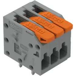 PCB terminal, 3 pole, pitch 3.5 mm, AWG 26-14, 17.5 A, push-in cage clamp, gray, 2601-1103