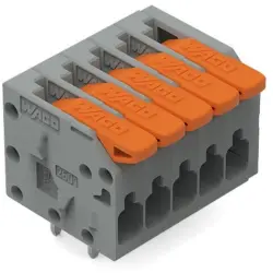 PCB terminal, 5 pole, pitch 3.5 mm, AWG 26-14, 10 A, push-in cage clamp, gray, 2601-1105