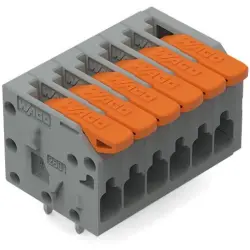 PCB terminal, 6 pole, pitch 3.5 mm, AWG 26-14, 10 A, push-in cage clamp, gray, 2601-1106