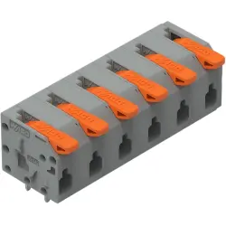 PCB terminal, 6 pole, pitch 7.5 mm, AWG 26-14, 17.5 A, push-in cage clamp, gray, 2601-1306