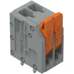PCB terminal, 2 pole, pitch 3.5 mm, AWG 26-14, 17.5 A, push-in cage clamp, gray, 2601-3102