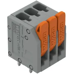 PCB terminal, 3 pole, pitch 3.5 mm, AWG 26-14, 17.5 A, push-in cage clamp, gray, 2601-3103