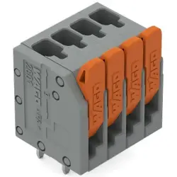 PCB terminal, 4 pole, pitch 3.5 mm, AWG 26-14, 17.5 A, push-in cage clamp, gray, 2601-3104