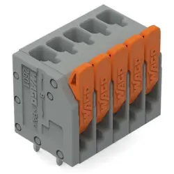 PCB terminal, 5 pole, pitch 3.5 mm, AWG 26-14, 17.5 A, push-in cage clamp, gray, 2601-3105