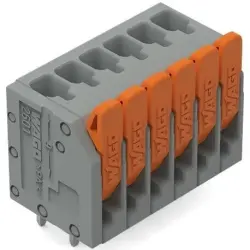 PCB terminal, 6 pole, pitch 3.5 mm, AWG 26-14, 17.5 A, push-in cage clamp, gray, 2601-3106