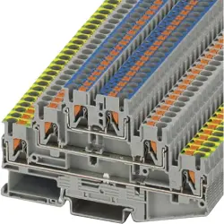 Protective conductor terminal, push-in connection, 0.14-4.0 mm², 6 pole, 20 A, 6 kV, gray, 3210538
