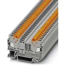 Through terminal block, quick connection, 0.5-2.5 mm², 2 pole, 24 A, 8 kV, gray, 3206416