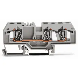 3-wire feed-through terminal, spring-clamp connection, 0.2-6.0 mm², 1 pole, 41 A, 8 kV, gray, 282-681