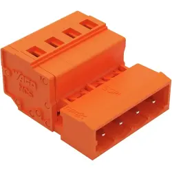 Pin header, 4 pole, pitch 5.08 mm, angled, orange, 231-634