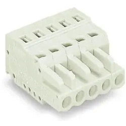 Socket header, 6 pole, pitch 5 mm, angled, light gray, 721-106/026-000