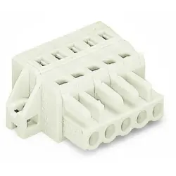 Socket header, 2 pole, pitch 5 mm, angled, light gray, 721-102/031-000