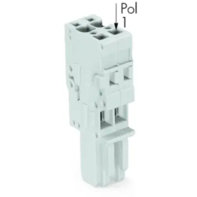 Socket header, 2 pole, pitch 5 mm, straight, gray, 769-102 - 1