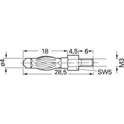 4 mm panel plug, screw connection, 0.5 mm², mounting Ø 4 mm, 22.1083