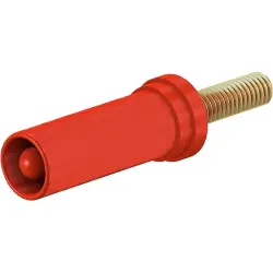 4 mm panel plug, threaded bolt, mounting Ø 9.8 mm, CAT II, red, 24.0117-22