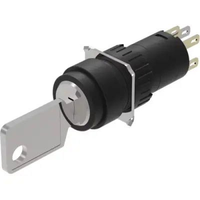 Key switch, Ø 18 mm, round, 1 NC / 1 NO, Rest (a) - Maintained, Plug-in terminal, 2.8 x 0.5 mm, IP65, according to DIN EN 60529 - 1