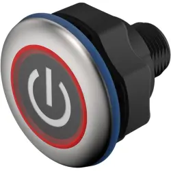 Sensor button, On-Off, mounting Ø 22.5 mm, illuminated, red/green, plastic, IP69K, 84-ACKS-B14-04BD