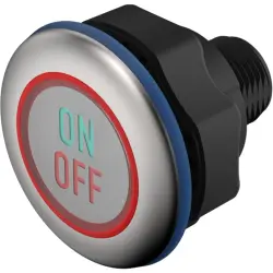 Sensor button, On-Off, mounting Ø 22.5 mm, illuminated, red/green, plastic, IP69K, 84-ACKS-C12-04C1