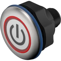 Sensor button, On-Off, mounting Ø 22.5 mm, illuminated, red/green, plastic, IP69K, 84-ACKS-C16-04C3