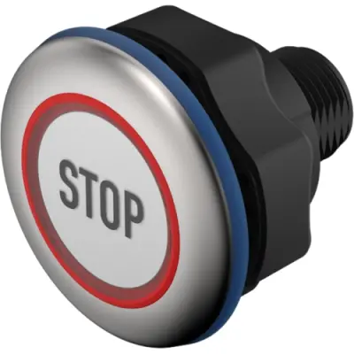 Sensor button, On-Off, mounting Ø 22.5 mm, illuminated, red/green, plastic, IP69K, 84-ACKS-C18-04C5 - 1