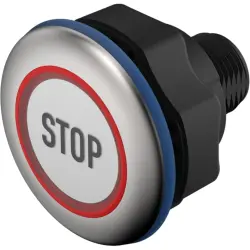 Sensor button, On-Off, mounting Ø 22.5 mm, illuminated, red/green, plastic, IP69K, 84-ACKS-C18-04C5