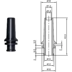 Cable grommet, cable Ø 5.8 to 7.2 mm, L 43.5 mm, TPE, black, 01460130010