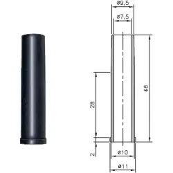 Cable grommet, cable Ø 7.5 mm, L 46 mm, TPE, black, 01460150010