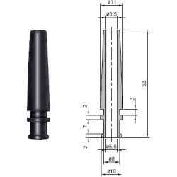 Cable grommet, cable Ø 5.5 to 5.6 mm, L 53 mm, TPE, black, 01460170010