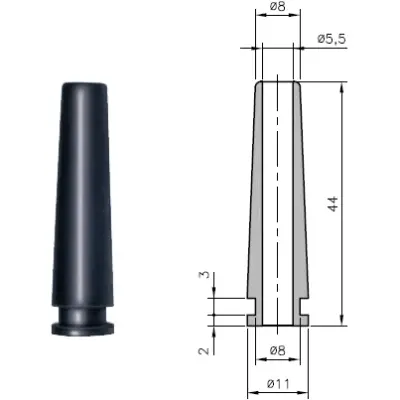 Cable grommet, cable Ø 5.5 mm, L 44 mm, TPE, black, 01460200010 - 1