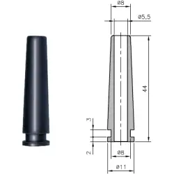 Cable grommet, cable Ø 5.5 mm, L 44 mm, TPE, black, 01460200010