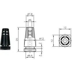 Cable grommet, cable Ø 4 mm, L 25 mm, TPE, black, 01460240010
