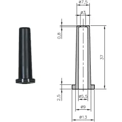 Cable grommet, cable Ø 3 to 5.5 mm, L 37 mm, TPE, black, 01460250010