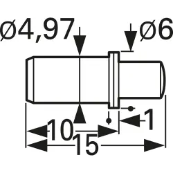 Battery charge and interface contact with probe, round head, Ø 4 mm, travel 4 mm, pitch 6.5 mm, L 15 mm, 5082-D-3.0NE-AU-4.0 M