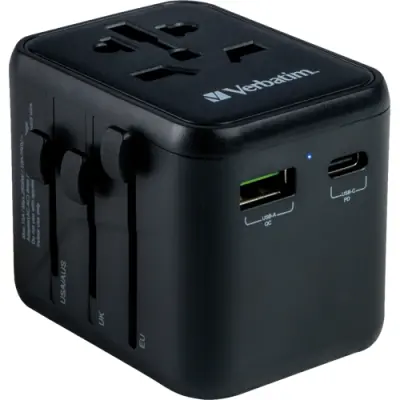 Universal Travel-Charger, UTA-02, 20WPower Plug (EU/UK/USA) 100-250V, 1x USB-A,1x USB-C - 1