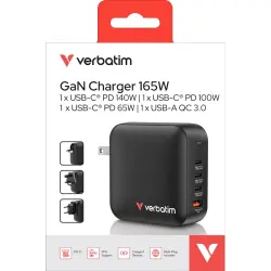 Charger Mini GAN, 165W, EU/US/UK-Stecker1x USB-A QC, 4x USB-C PD, 100-250V