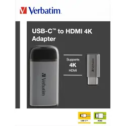 Adapter, USB 3.1-C, HDMI 4K, silverUSB 3.1-C cable