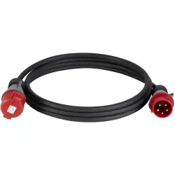 CEE extension cable, 20m, H07RN-F, 32A/400V, black, 5 pole, 5G6