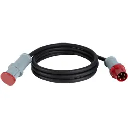 CEE extension cable, 10m, H07RN-F, 63A/400V, black, 5 pole, 5G16
