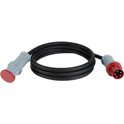 CEE extension cable, 10m, H07RN-F, 63A/400V, black, 5 pole, 5G16 - 1