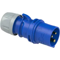 CEE plug, 3 pole, 16 A/230 V, blue, 6 h, IP44/IP54, 013-6