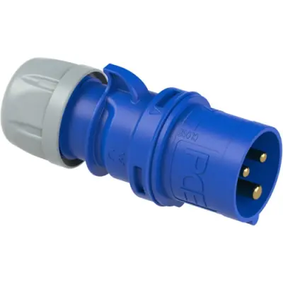 CEE plug, 3 pole, 16 A/230 V, blue, 6 h, IP44/IP54, 013-6 - 1