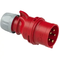 CEE plug, 5 pole, 32 A/400 V, red, 6 h, IP44/IP54, 025-6