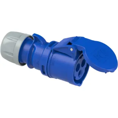 CEE jack, 3 pole, 16 A/230 V, blue, 6 h, IP44/IP54, 213-6 - 1