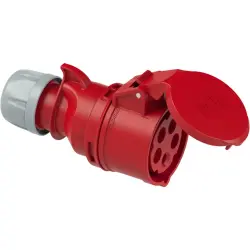 CEE jack, 5 pole, 16 A/400 V, red, 6 h, IP44/IP54, 215-6