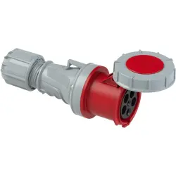 CEE jack, 5 pole, 63 A/400 V, red, 6 h, IP66/IP67, 235-6